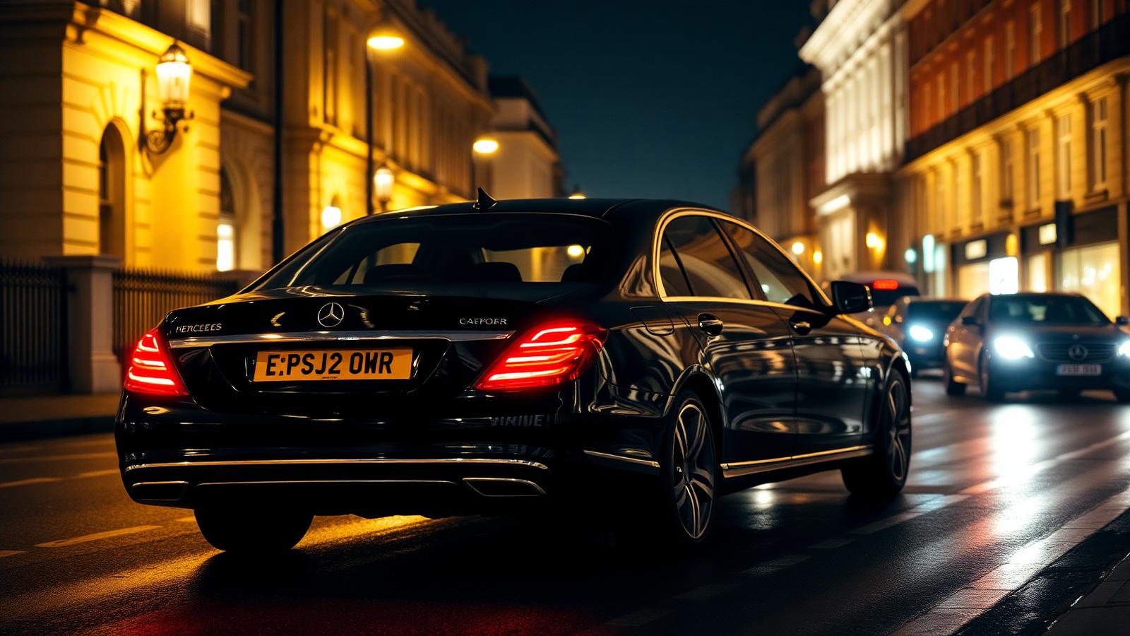Comparison of a ride-hailing app on a phone and a private chauffeur car in London