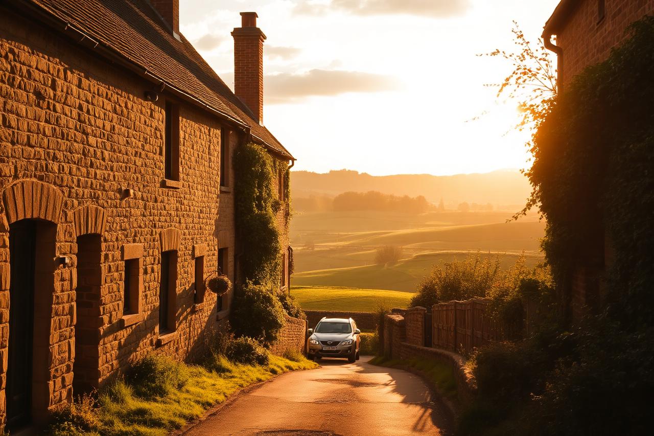 Honey-stone Cotswolds village lane visited on a private chauffeur-driven day tour from London